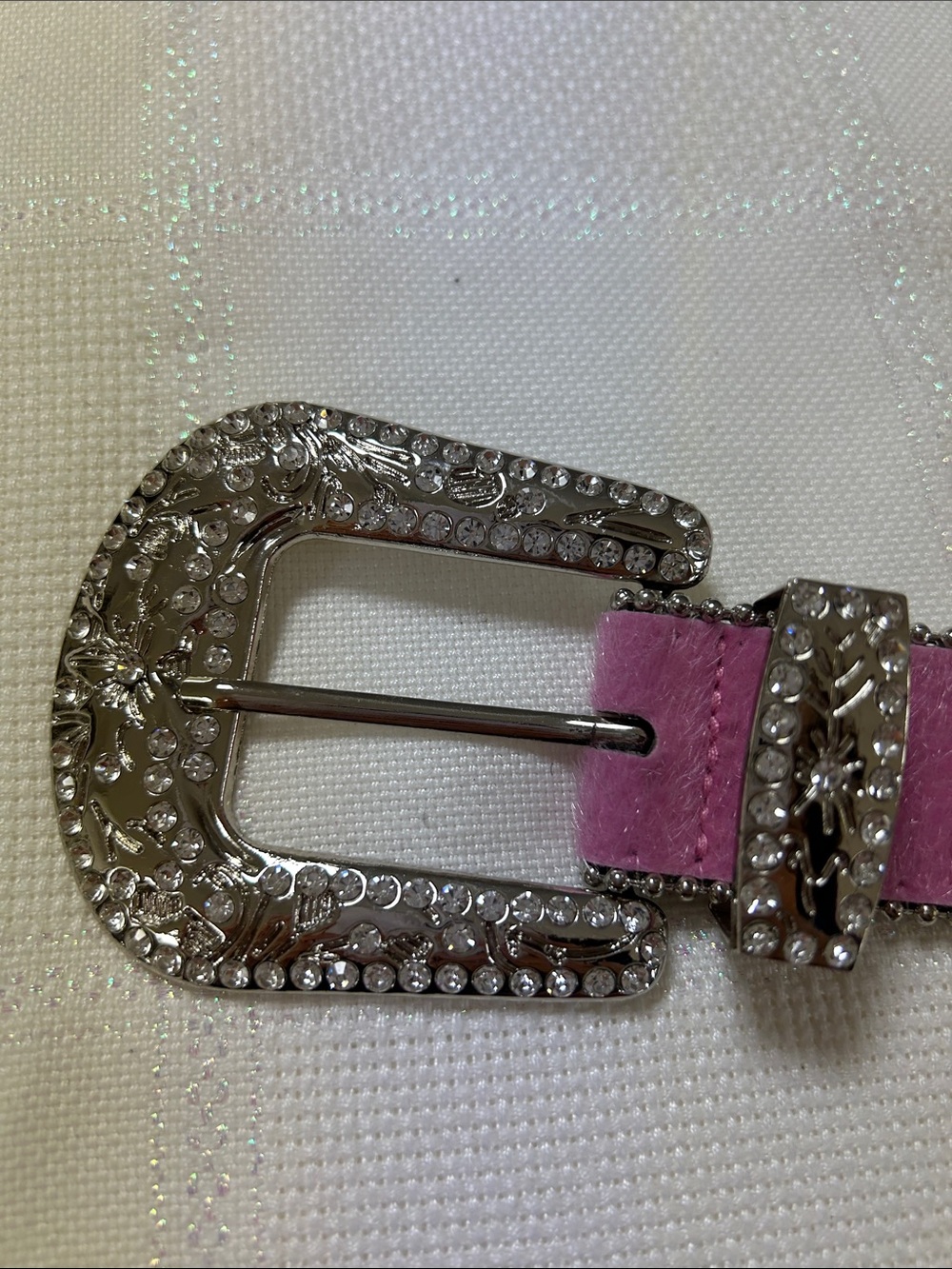 Pink Star-Accent Women's Belt with Rhinestone Buckle image 3
